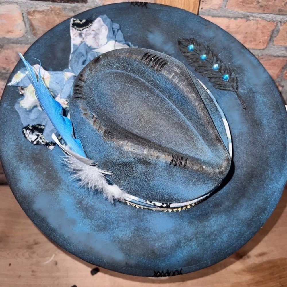 Blue distressed Cowboy hat 🤠 perfect for any festival or concert